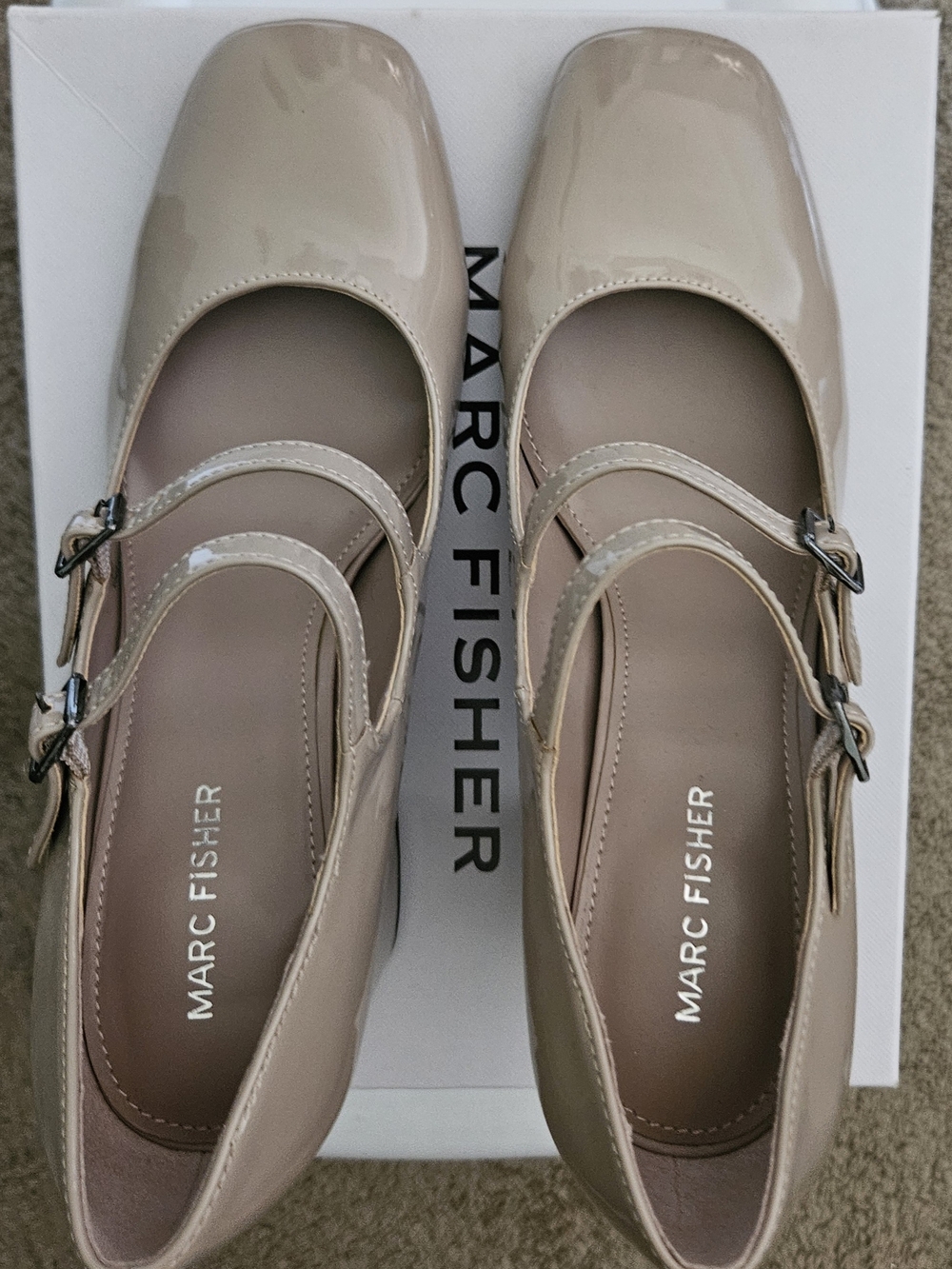 Marc Fisher Nude Patent Mary Jane Flats